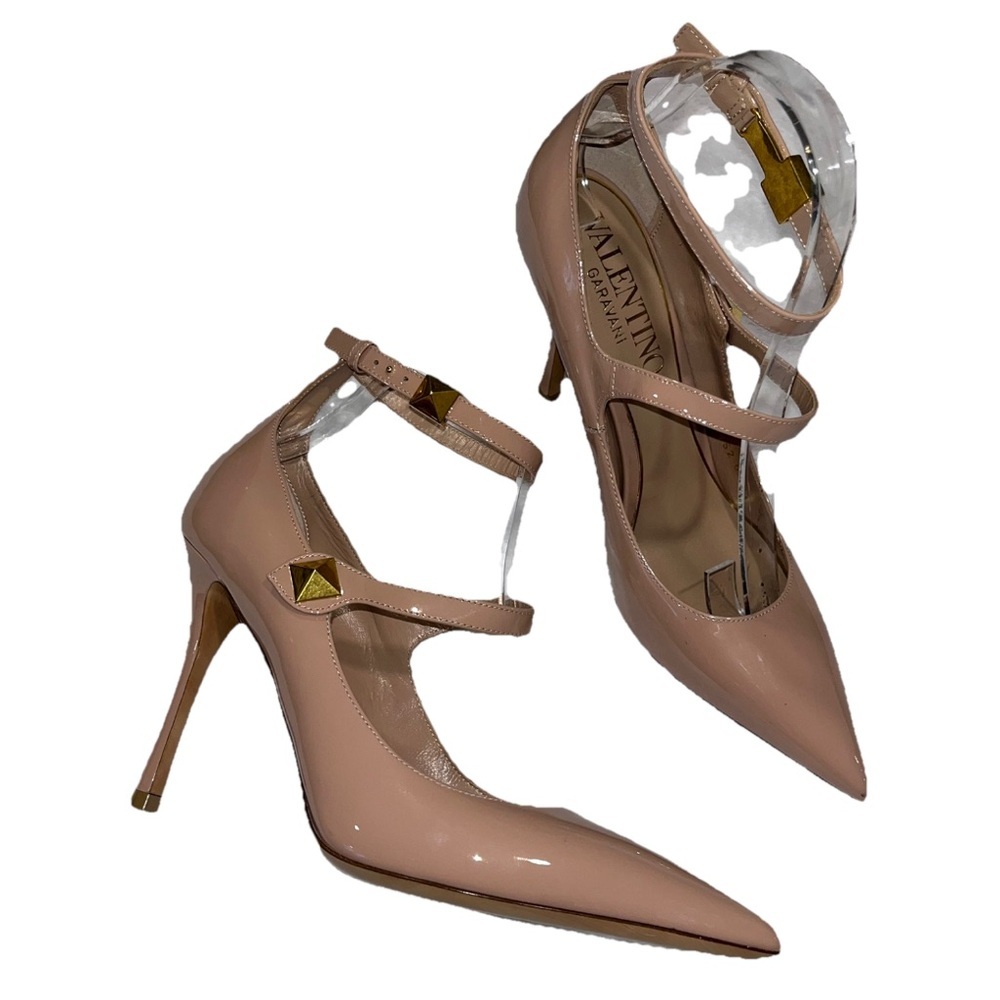Valentino Garavani Nude Rockstud Pointed Toe Pumps Heels 7.5–8 Formal Party 🟡 - Picture 3 of 13